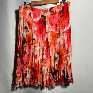 Chiffon Floral Skirt L Flowy Orange Red Pull On Fairy Boho Bright Romantic Y2K